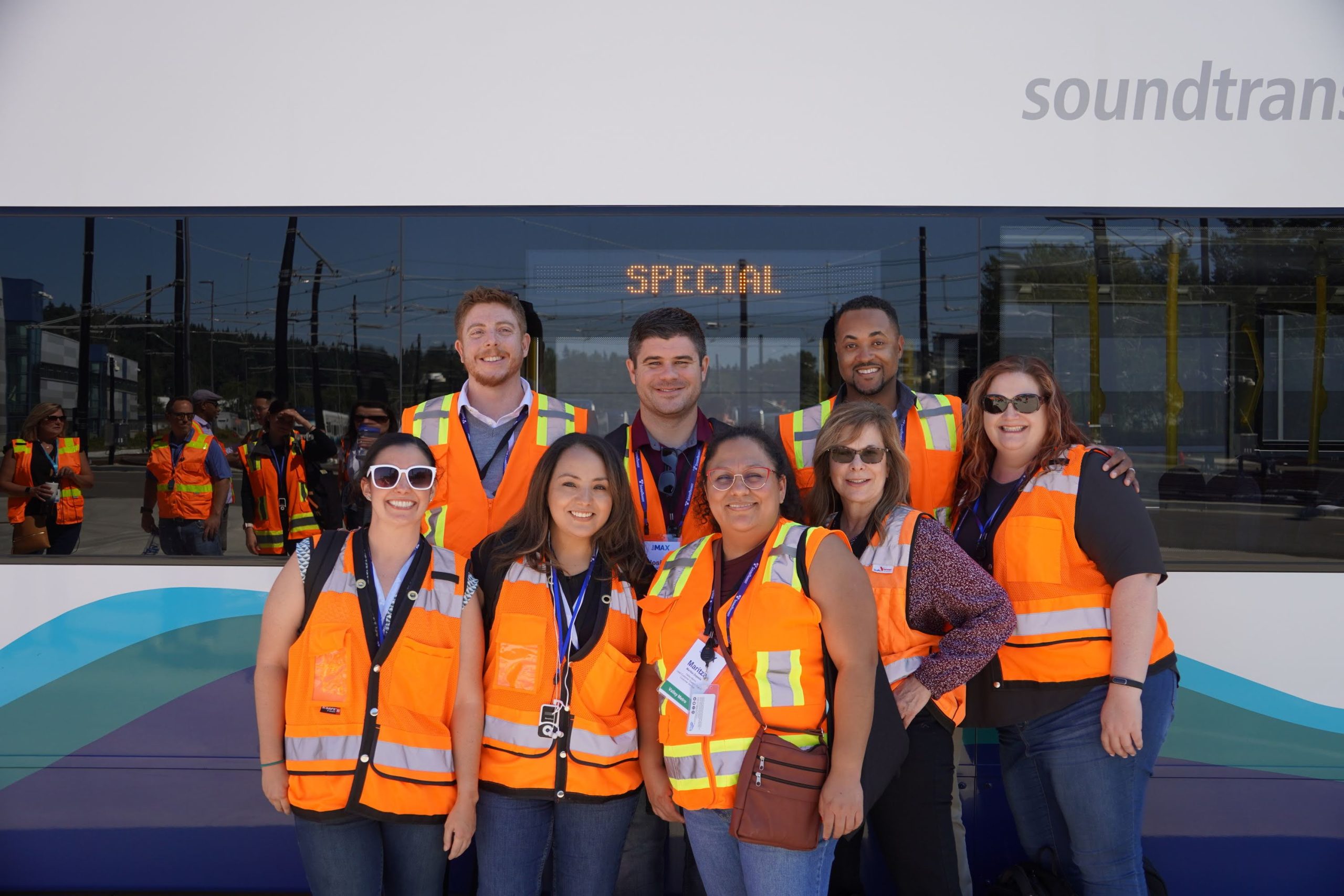 Group pauses for a quick photo before a tour.